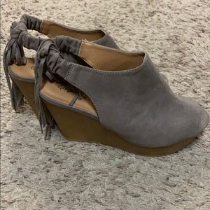 Peep Toe Wedges w/ fringe